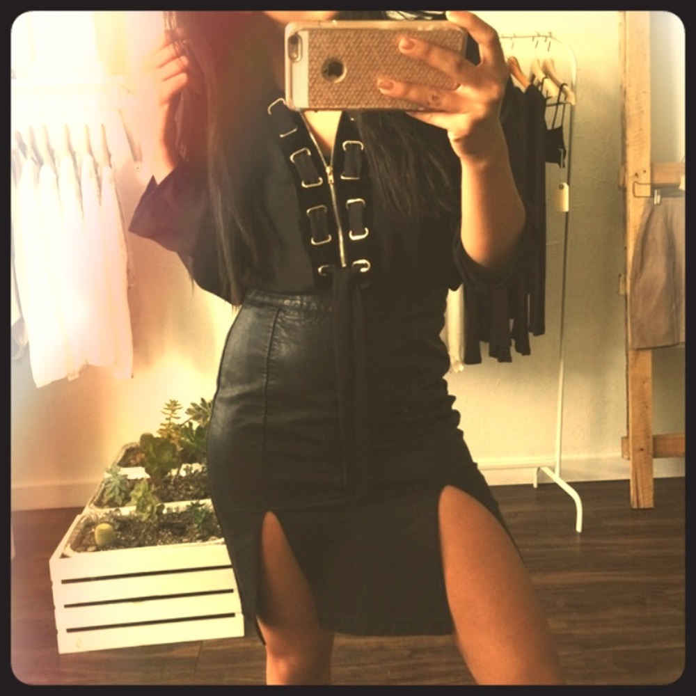 Revolt Society Gold Hardware Lace Up Blouse Top!